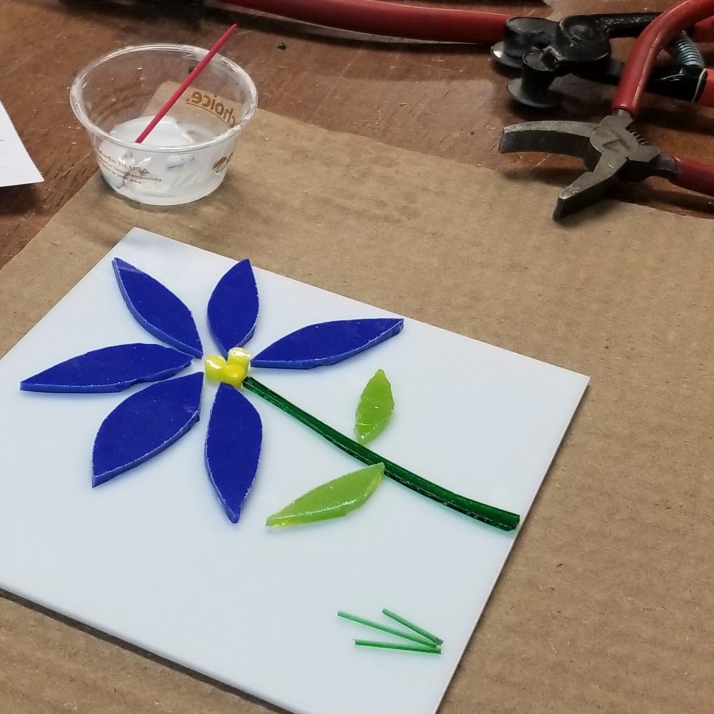 Fused Glass Floral Serving Platter - March 9