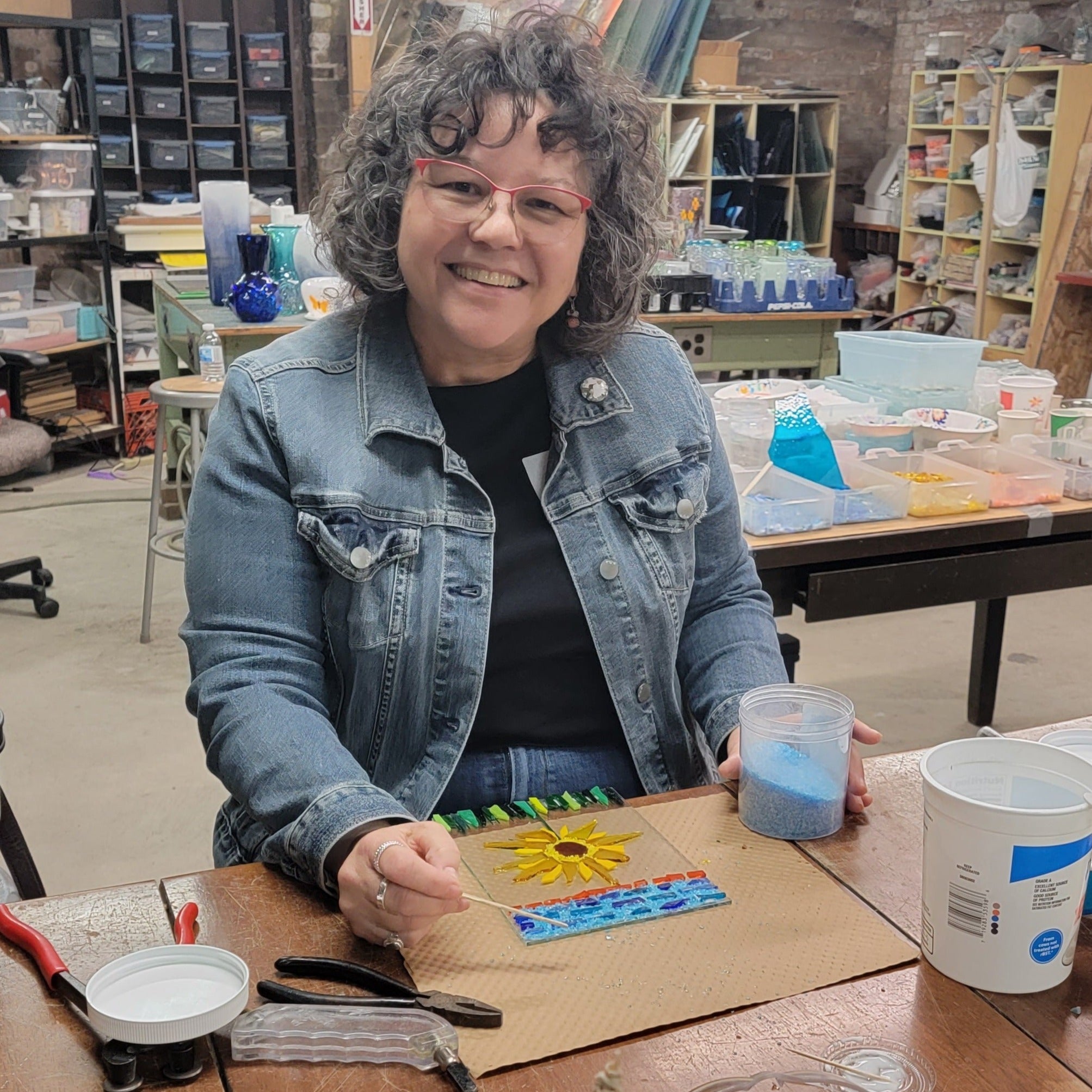 Fused Glass Floral Serving Platter - March 9