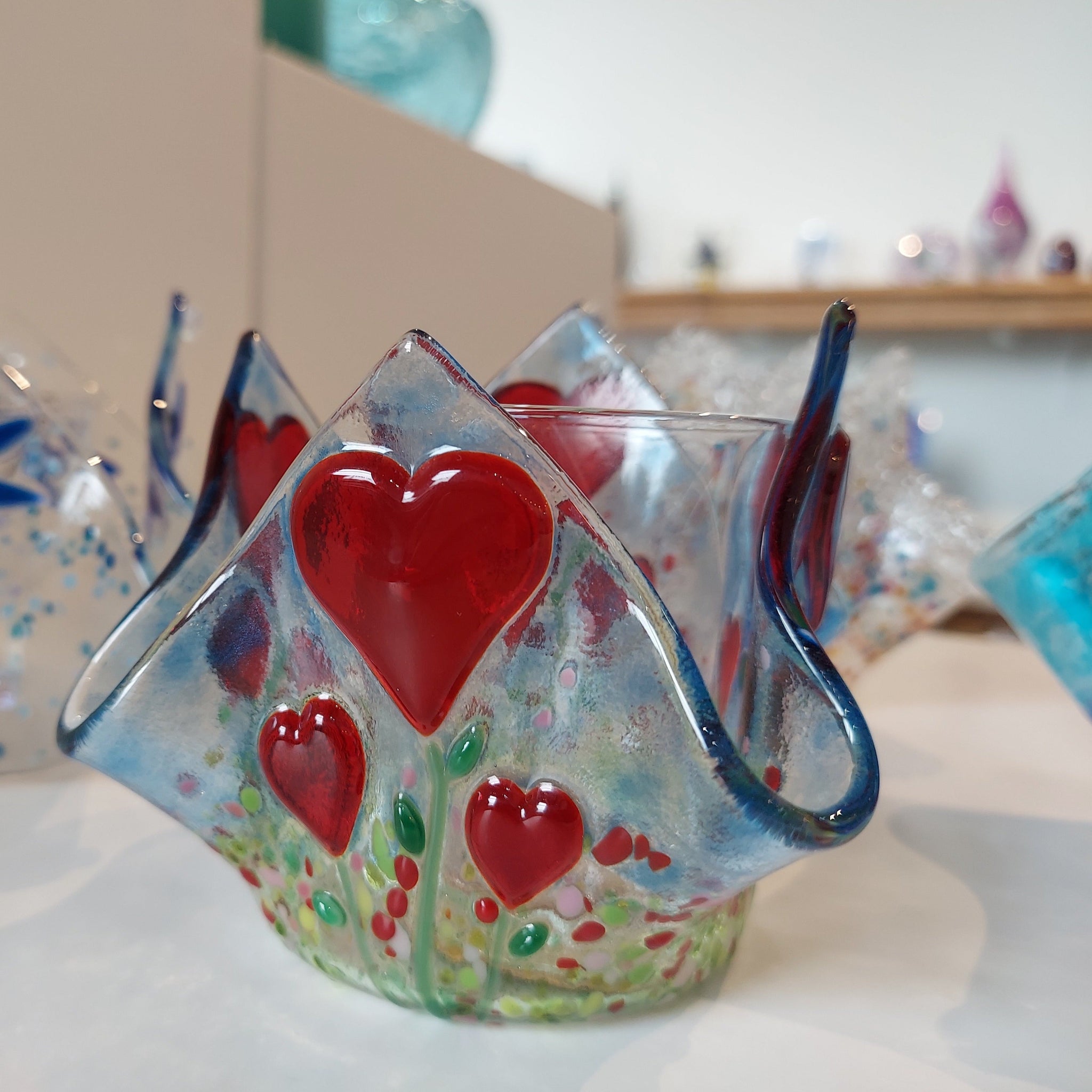 Spring Fused Glass Candle Holder - March 9