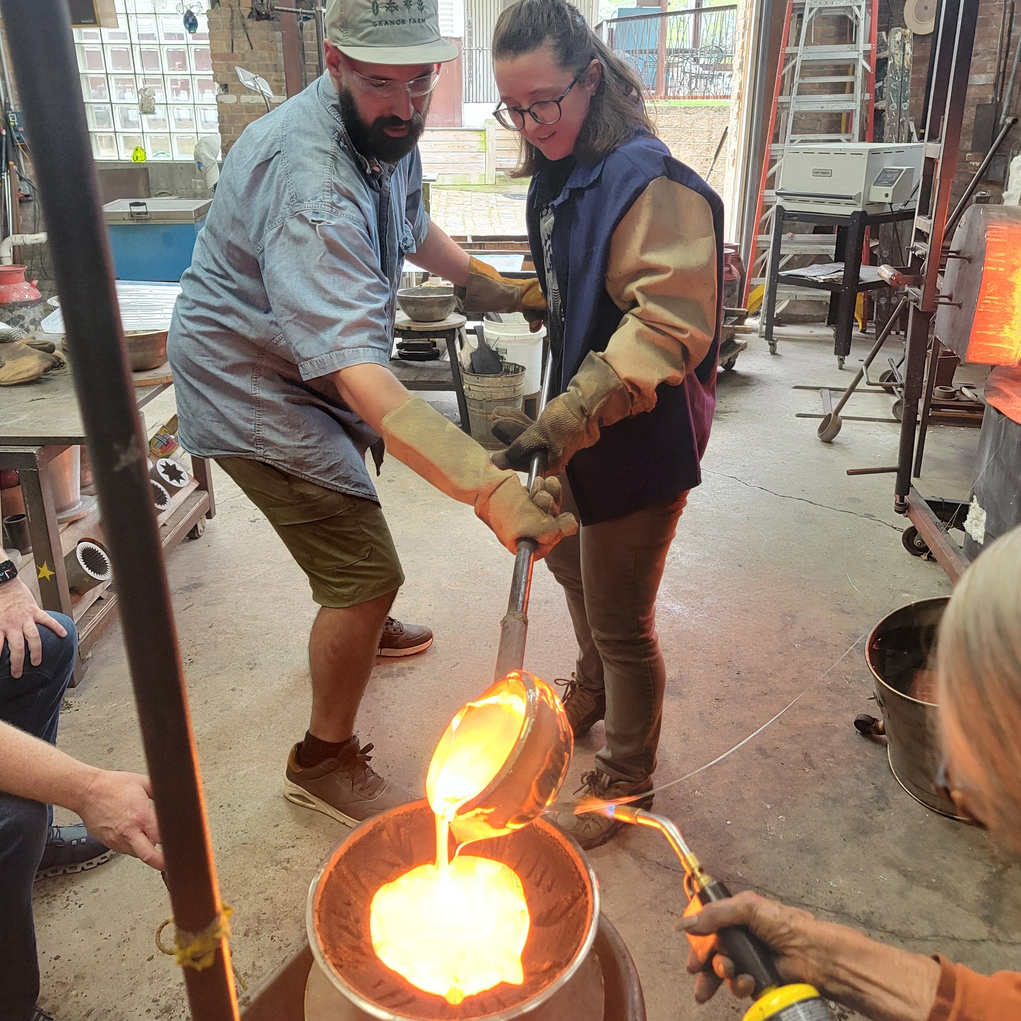 Ladling Glass into molds