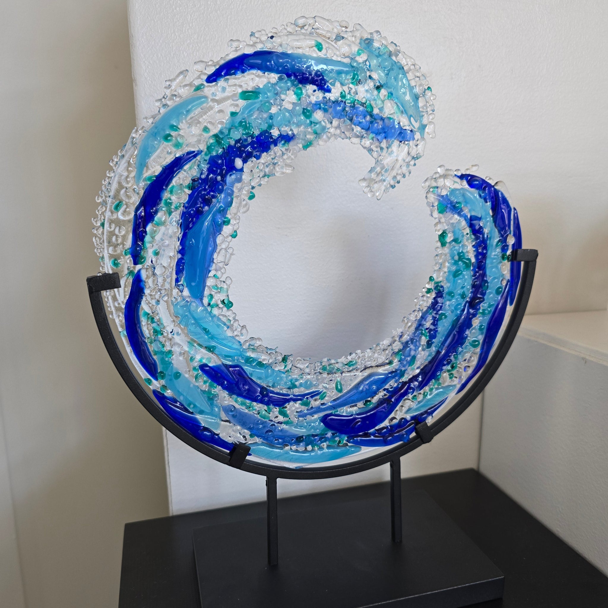 Fused Glass wave with black frame