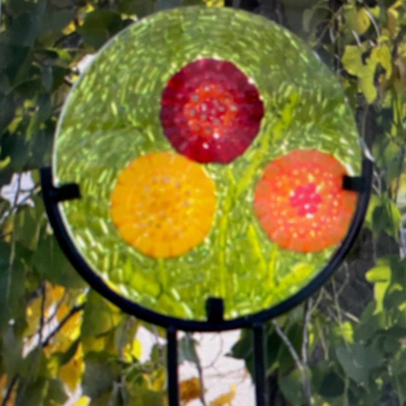 Fused Glass Garden Art (with Metal Stand) - October 4