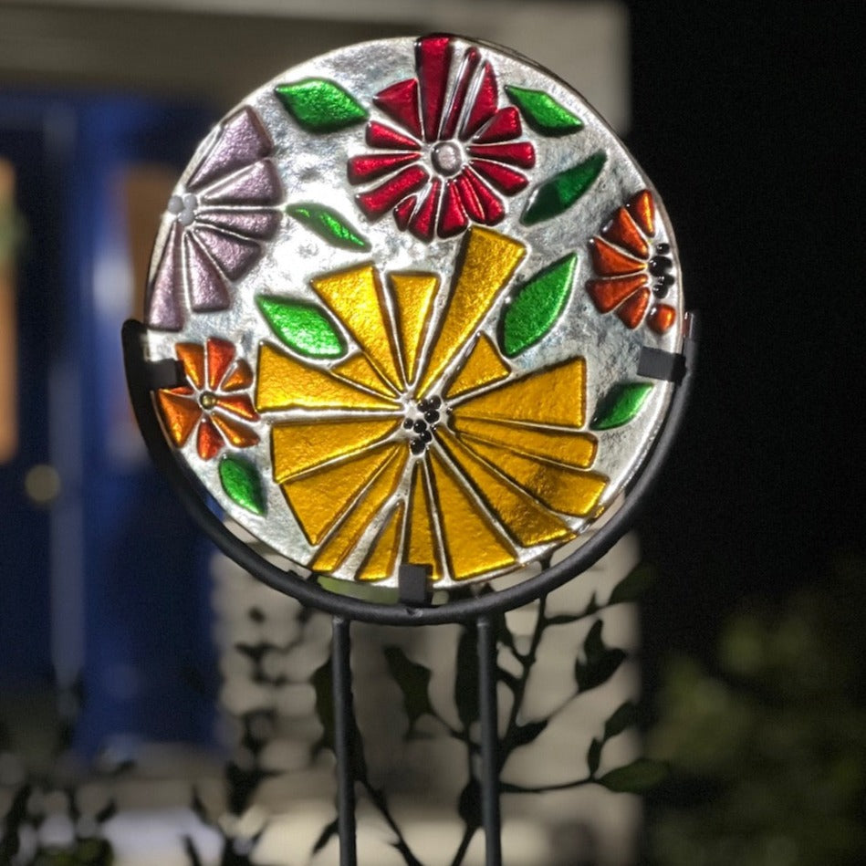 Fused Glass Garden Art (with Metal Stand) - October 4