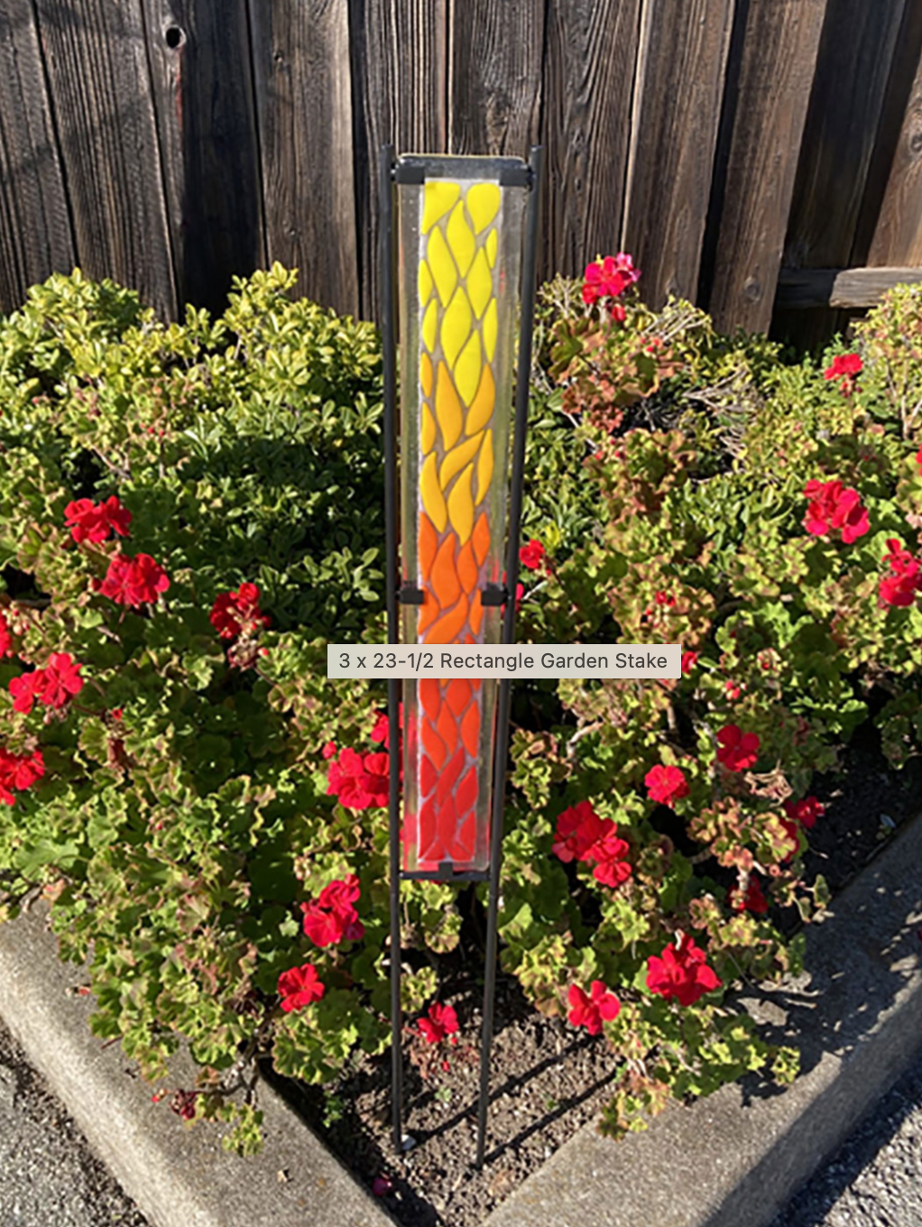 Fused Glass Garden Art (with rectangle metal stand) - April 13