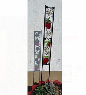 Fused Glass Garden Art (with rectangle metal stand) - April 13