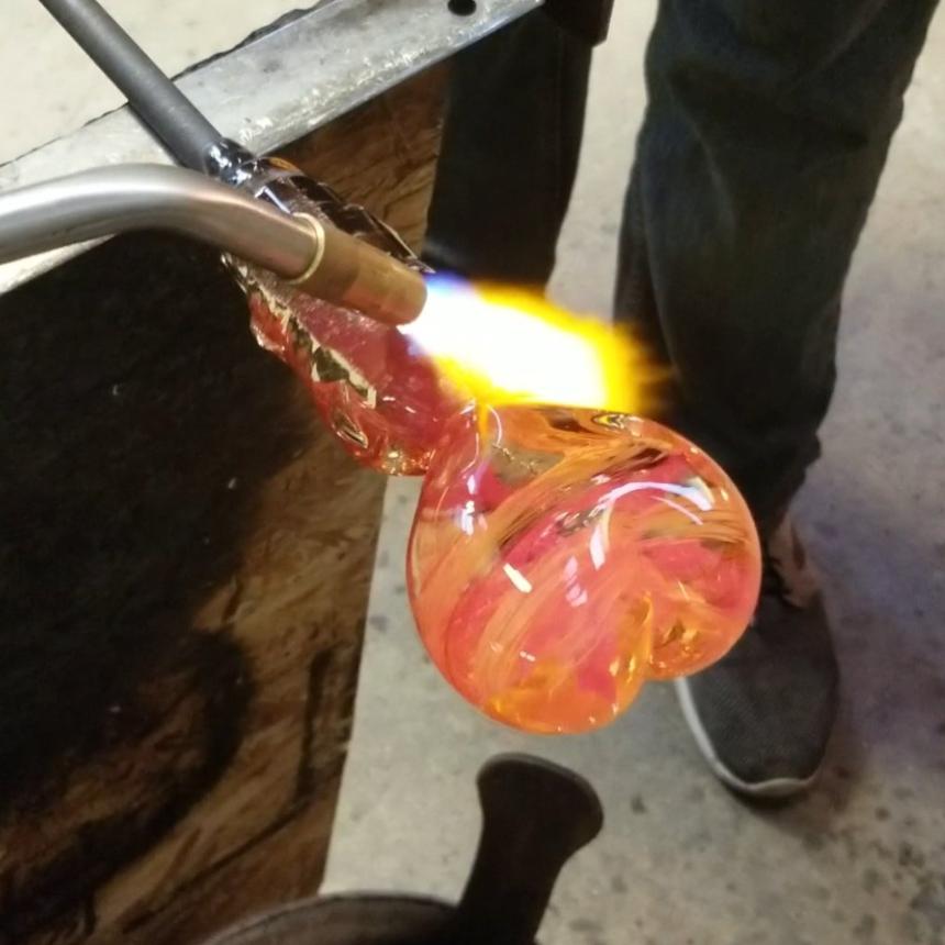 Glassblowing - heart paperweight