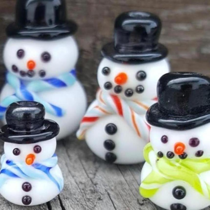 Flameworking Snowmen Beads
